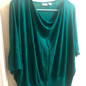 Emerald green dolman top with banded bottom.